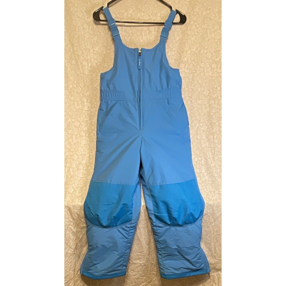 L.L.Bean Kids 10 Blue Insulated Snow Bib Pants Reinforced Knee Zip Pockets